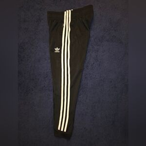 Adidas Kids Black Joggers with White Stripes